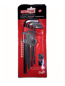 Набор шестигранных ключей, 9 предметов (АвтомTool: 1.5, 2, 2.5, 3, 4, 5, 6, 8, 10, средний 1.5), артикул: 56109L