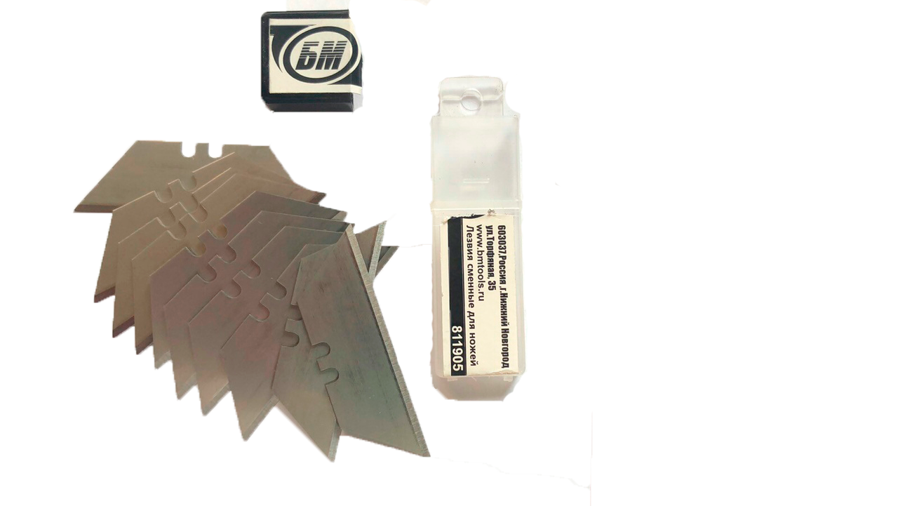 Лезвия сменные для ножей "трапеция" (БМ: 19х 0,5мм, 10шт)