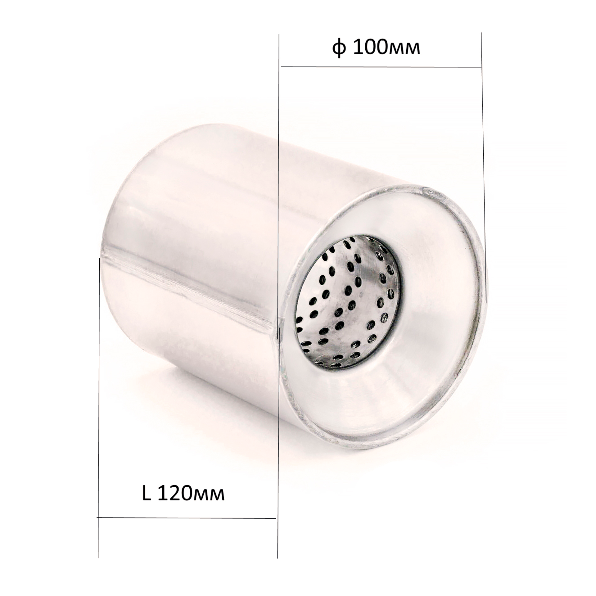 Пламегаситель, круглый корпус, нержавеющая сталь (Автом: 57мм, 100х120)
