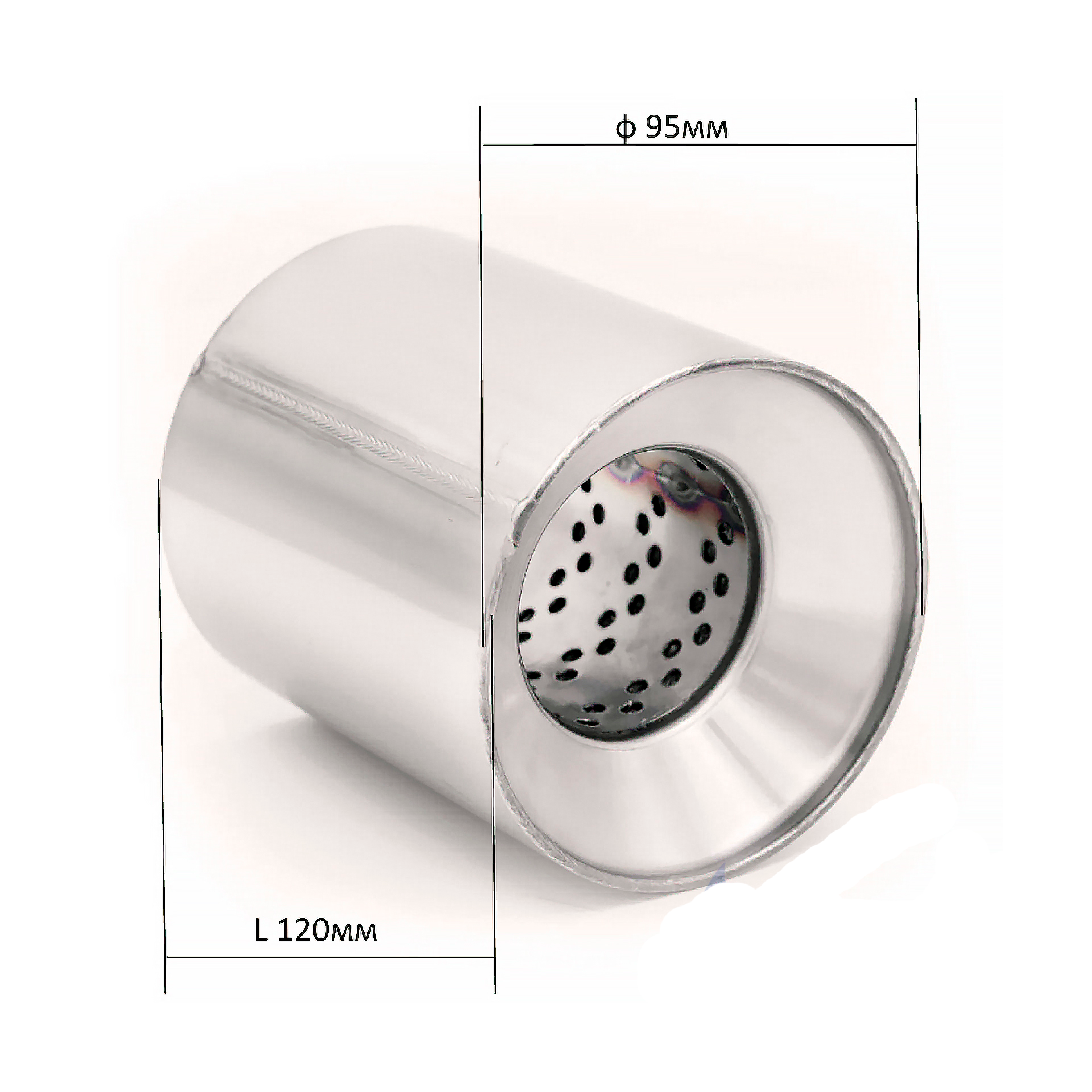 Пламегаситель, круглый корпус, нержавеющая сталь (Автом: 57мм, 95х120)