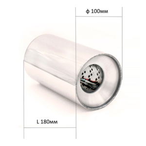 Пламегаситель, круглый корпус, нержавеющая сталь (Автом: 57мм, 100х180), артикул: 100180