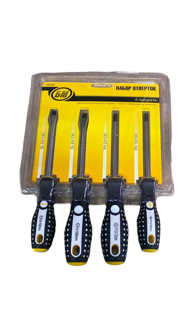 Набор отверток, 4 предмета (БМ: PH1x100, PH2x100)