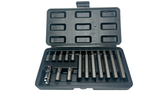 Набор головок со вставками-битами (AvtomTool: 15 предметов, TORX Т20-Т55, L=30 и L=50 мм, адаптер 1/2"х 3/8"), артикул: 54015
