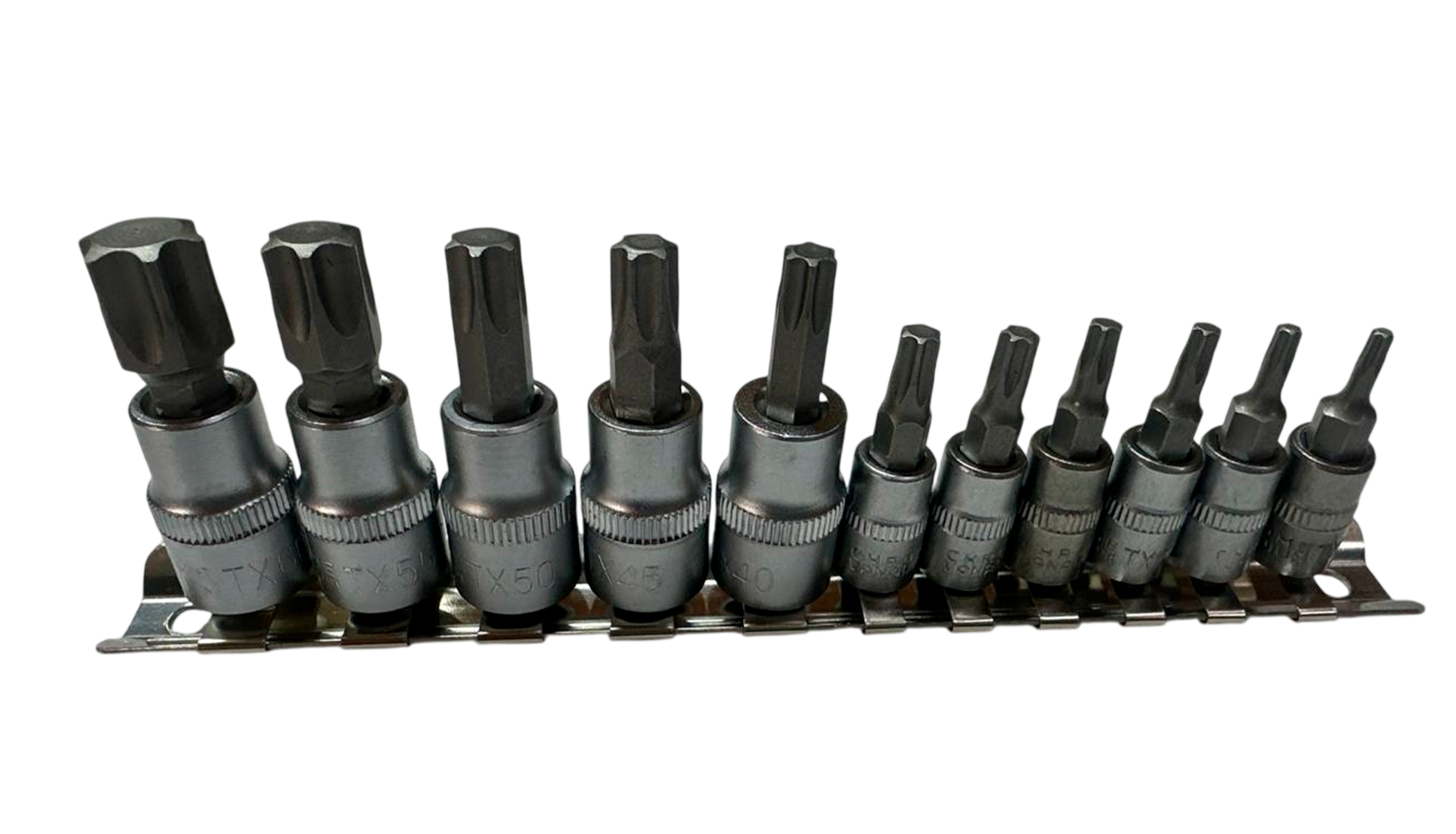 Набор бит-вставок на планке 11 предметов (АвтомTool: 1/4"+ 3/8", Т10-Т60, CrV)