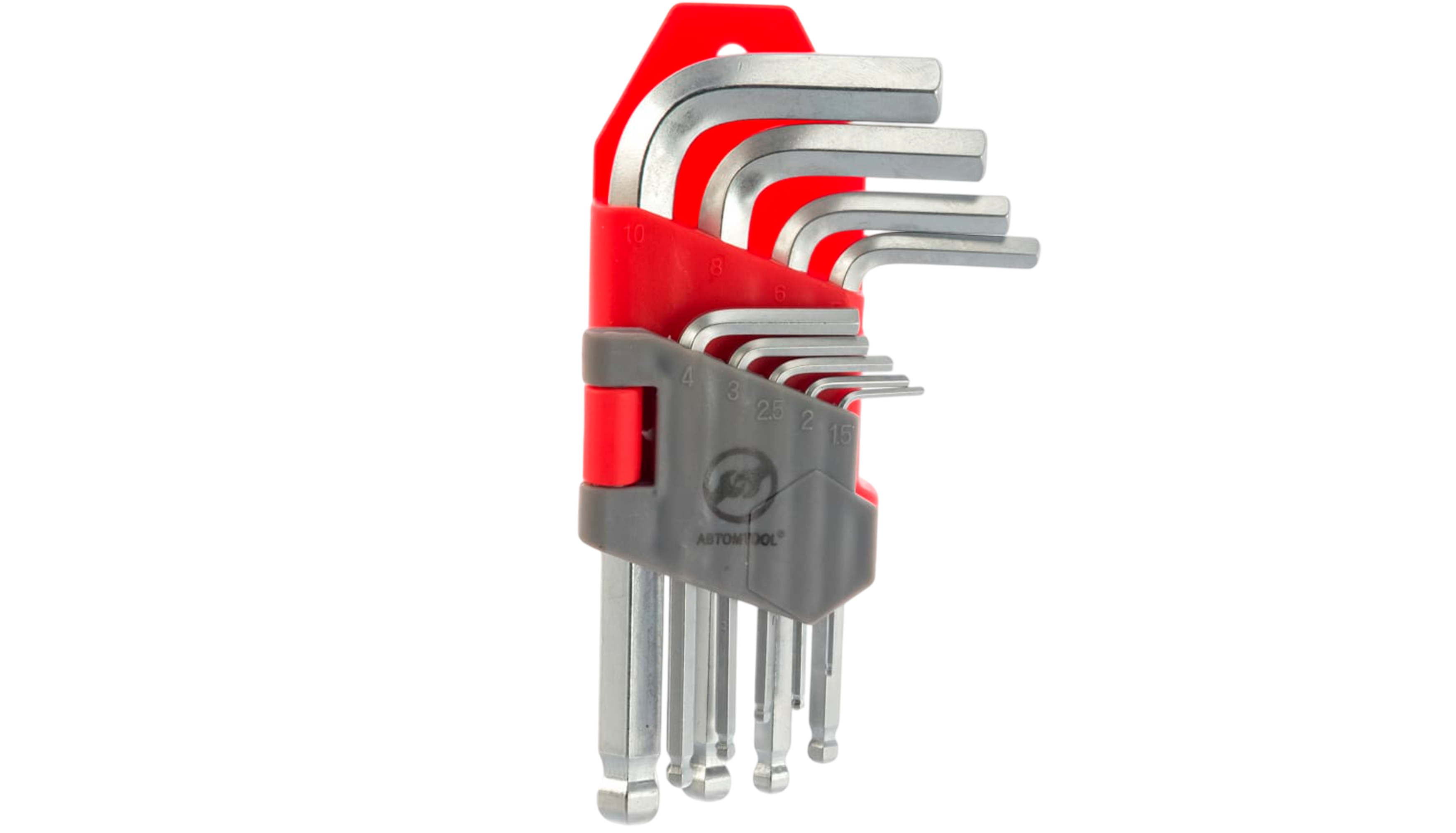 Набор шестигранных ключей, 9 предметов (АвтомTool: 1.5, 2, 2.5, 3, 4, 5, 6, 8, 10, малый с шаром, 1.5)