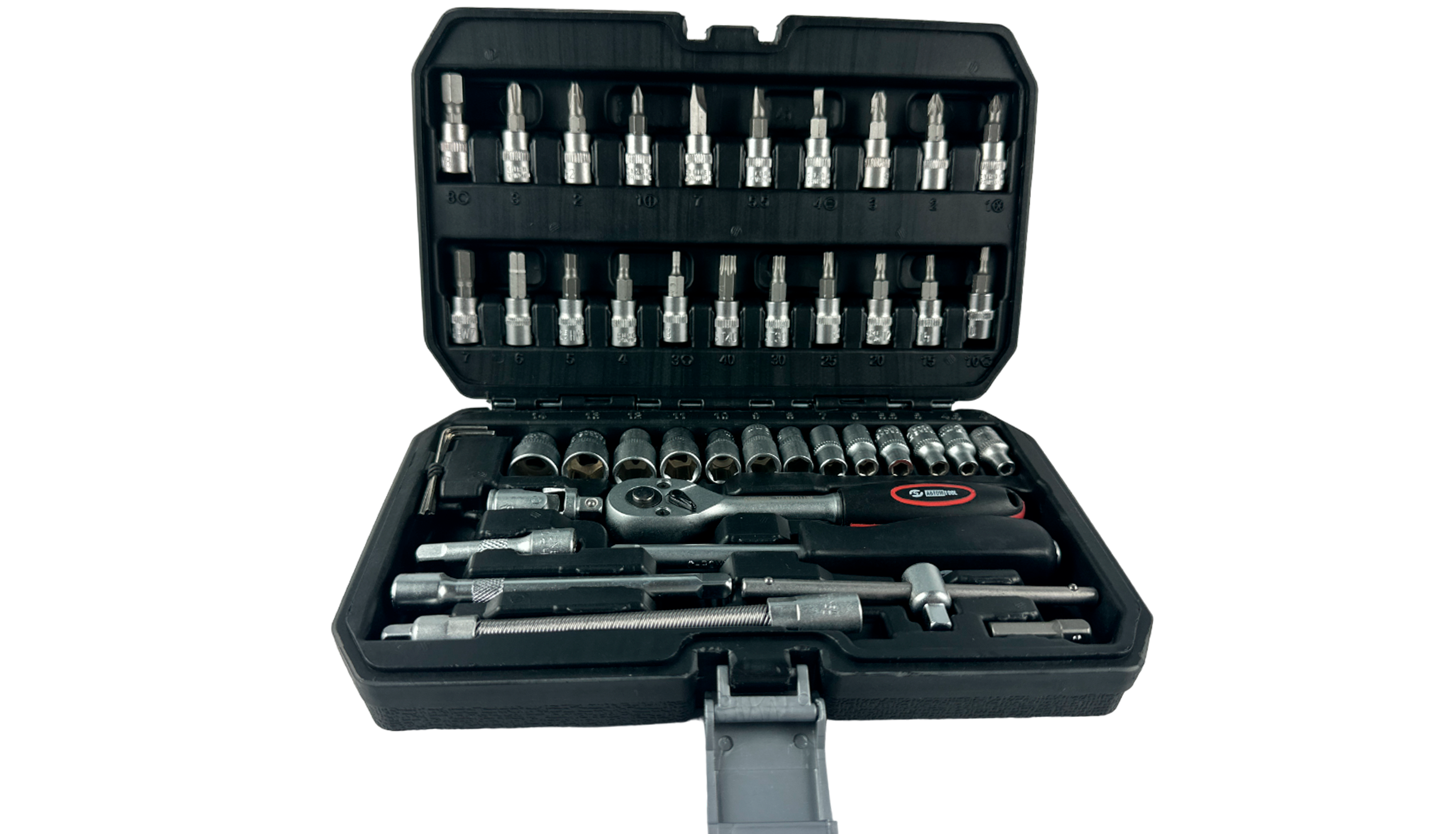 Набор инструментов, 46 предметов, Автом tool, 1/4", с трещёткой + биты, РROFFI, CrV, пластмассовый кейс