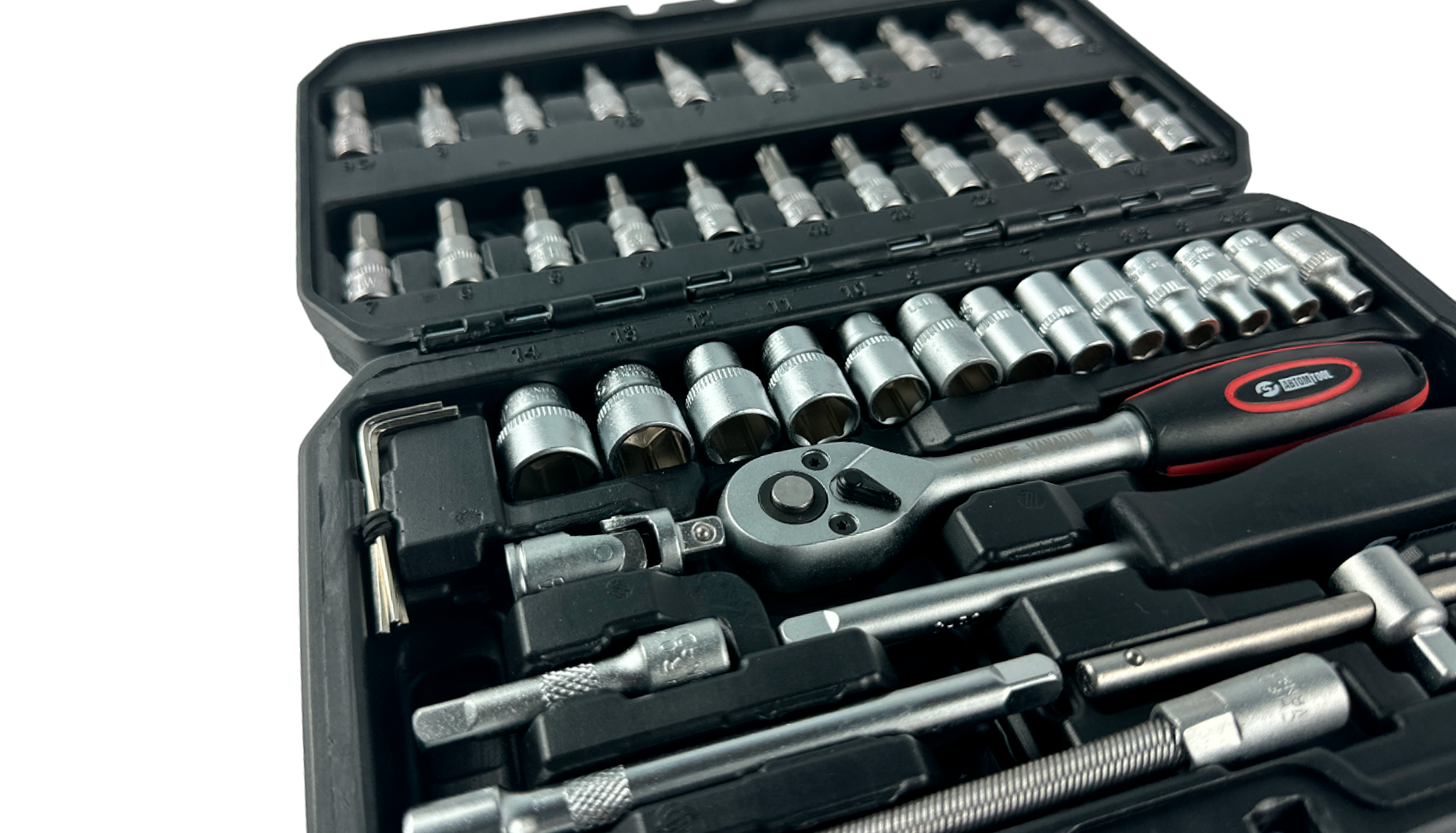 Набор инструментов, 46 предметов, Автом tool, 1/4", с трещёткой + биты, РROFFI, CrV, пластмассовый кейс